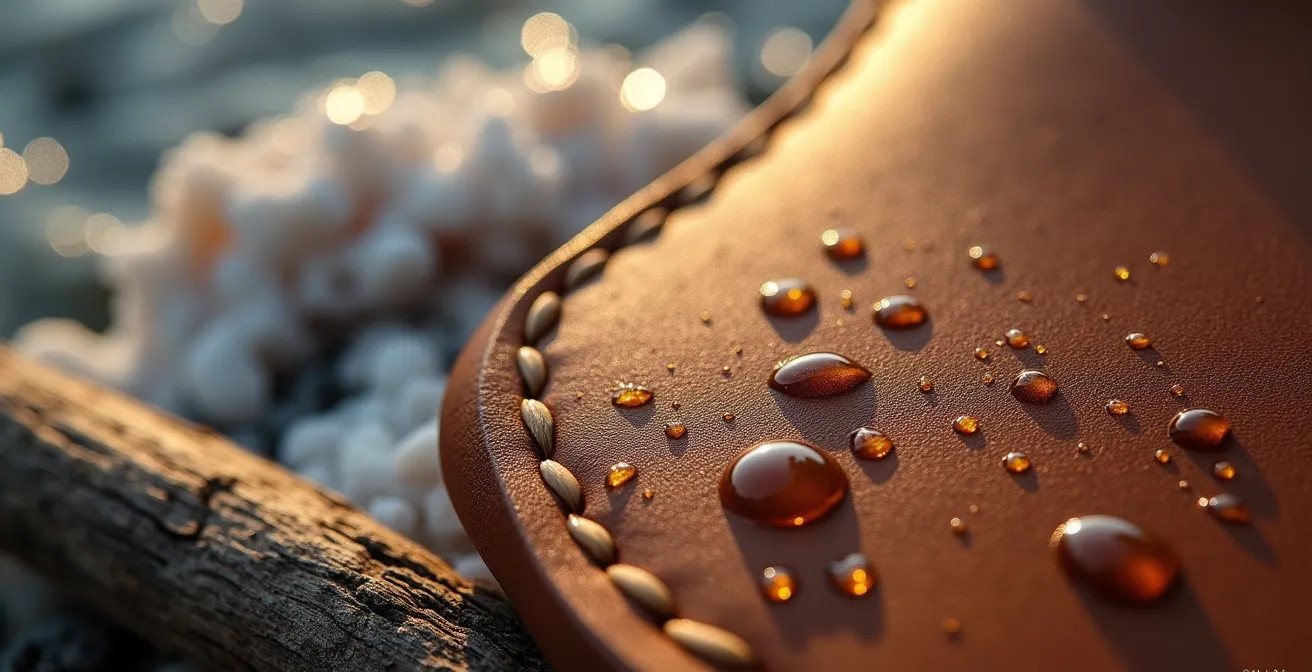 Bolso de cuero con productos antihumedad en ambiente costero mediterráneo