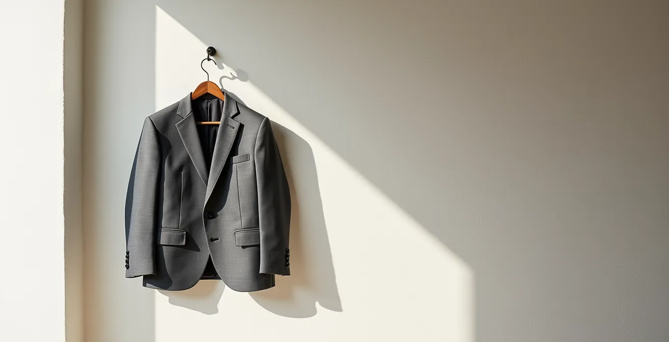 Interior de chaqueta mostrando media forrería y costuras artesanales expuestas