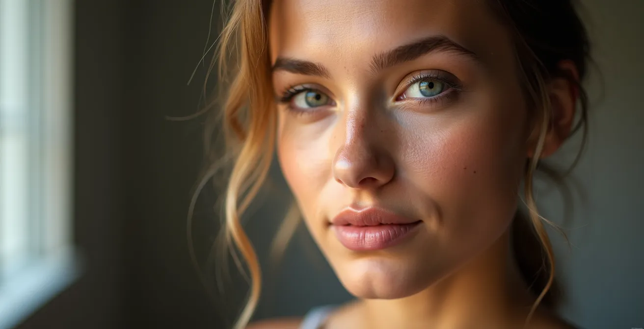 Rostro con zona T brillante mostrando el contraste de texturas en una piel mixta con tendencia a grasa pero deshidratada