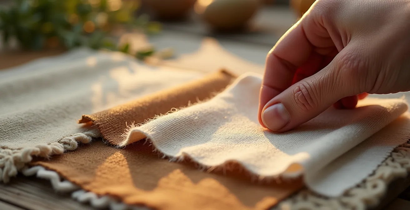 Detalle macro de diferentes tejidos de traje mostrando texturas de lana pura versus mezclas