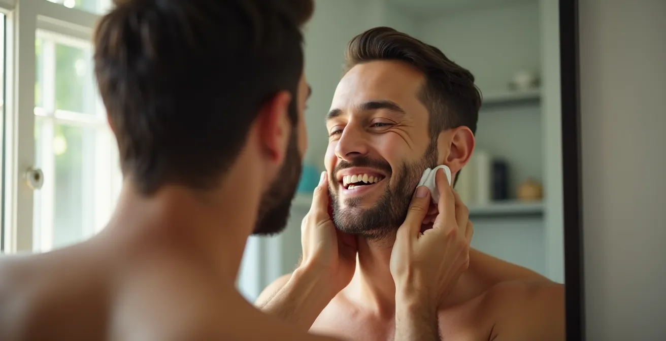 Aplicación de tratamiento post-afeitado para prevenir foliculitis en zona del cuello